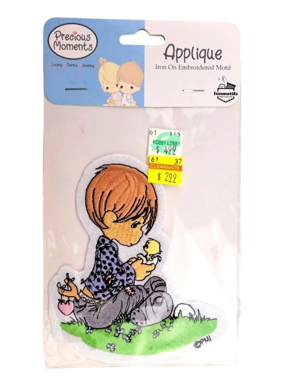 Vintage Precious Moments Boy Hatchling Chick Embroidered Iron-On Patch Sam B New